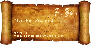 Plander Zsanett névjegykártya